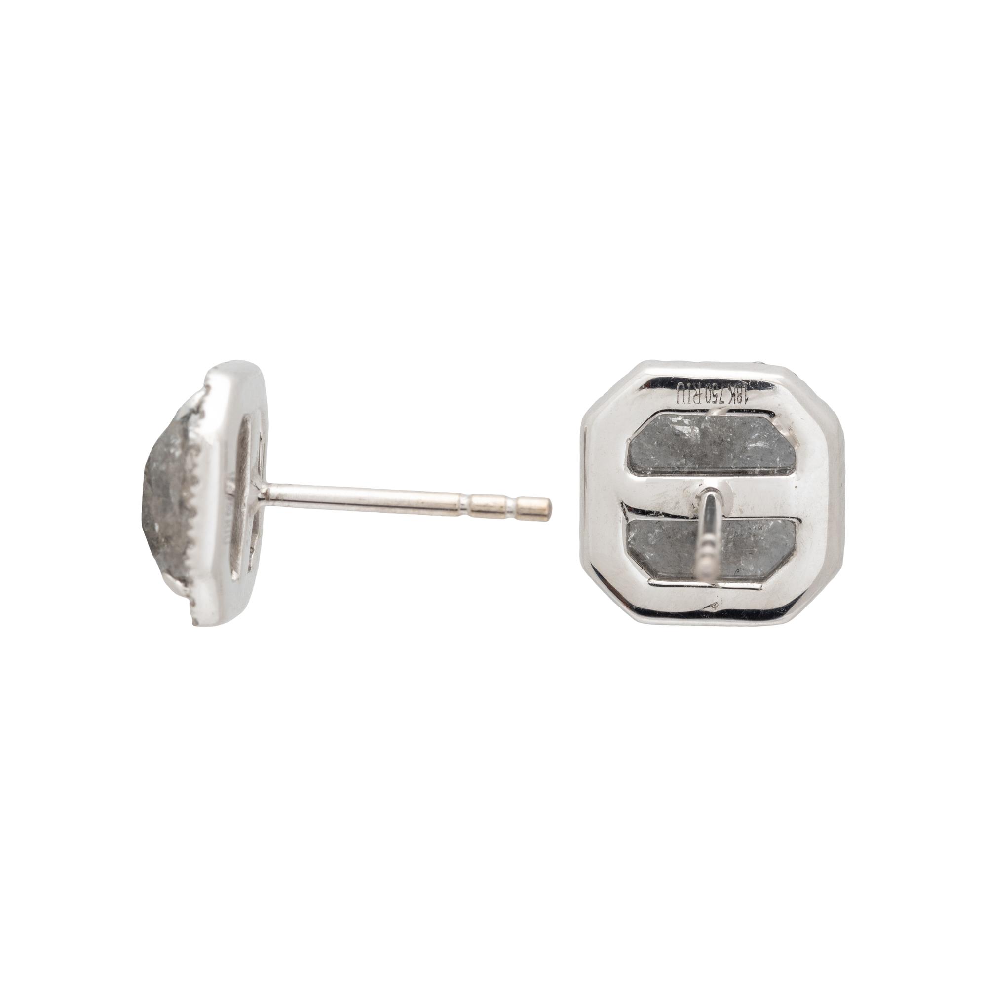 GRAY DIAMOND AND DIAMOND STUD EARRINGS