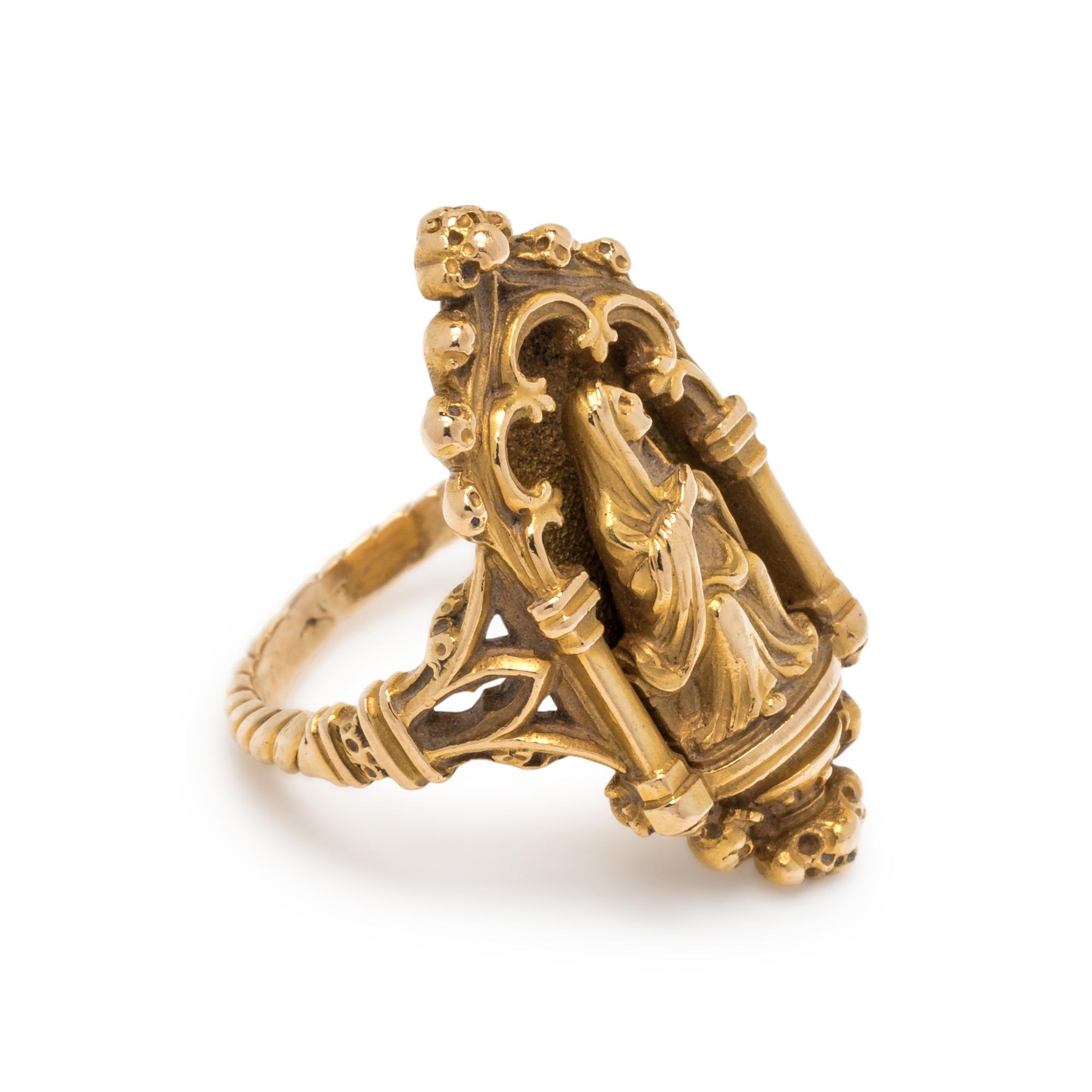 JULES & LOUIS WIESE, GOTHIC REVIVAL, YELLOW GOLD RING