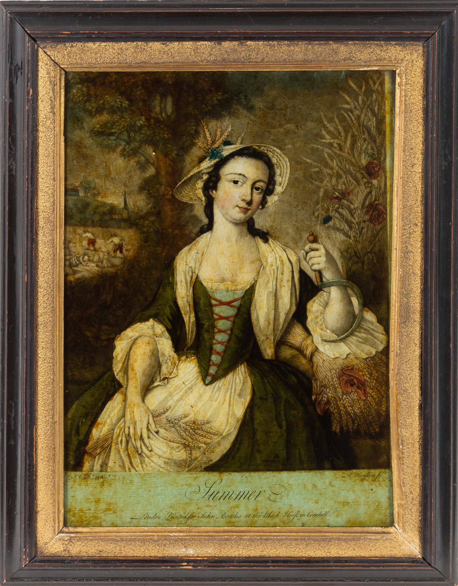 Two English Mezzotints Under Glass 14 x 10 inches (visible). — RICHARD HOUSTON AFTER SAMUEL WALE, LATE 18TH CENTURY