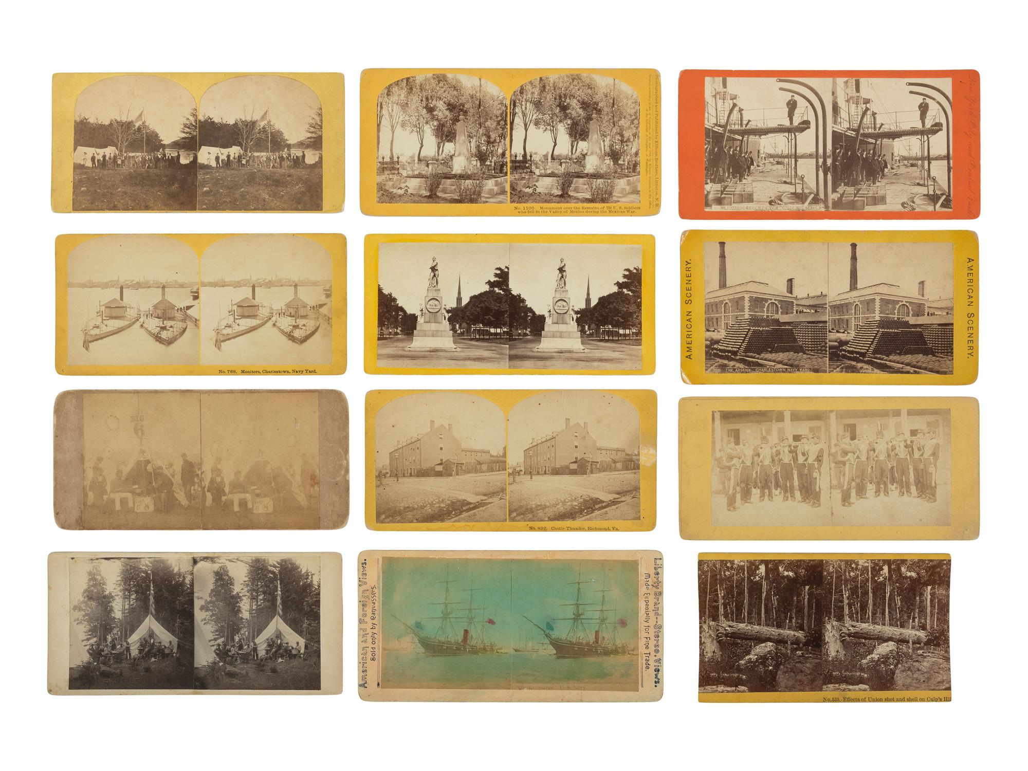 [EARLY PHOTOGRAPHY]. Large selection of stereoviews, incl. Civil War, railroad, landmarks, and landscapes.
