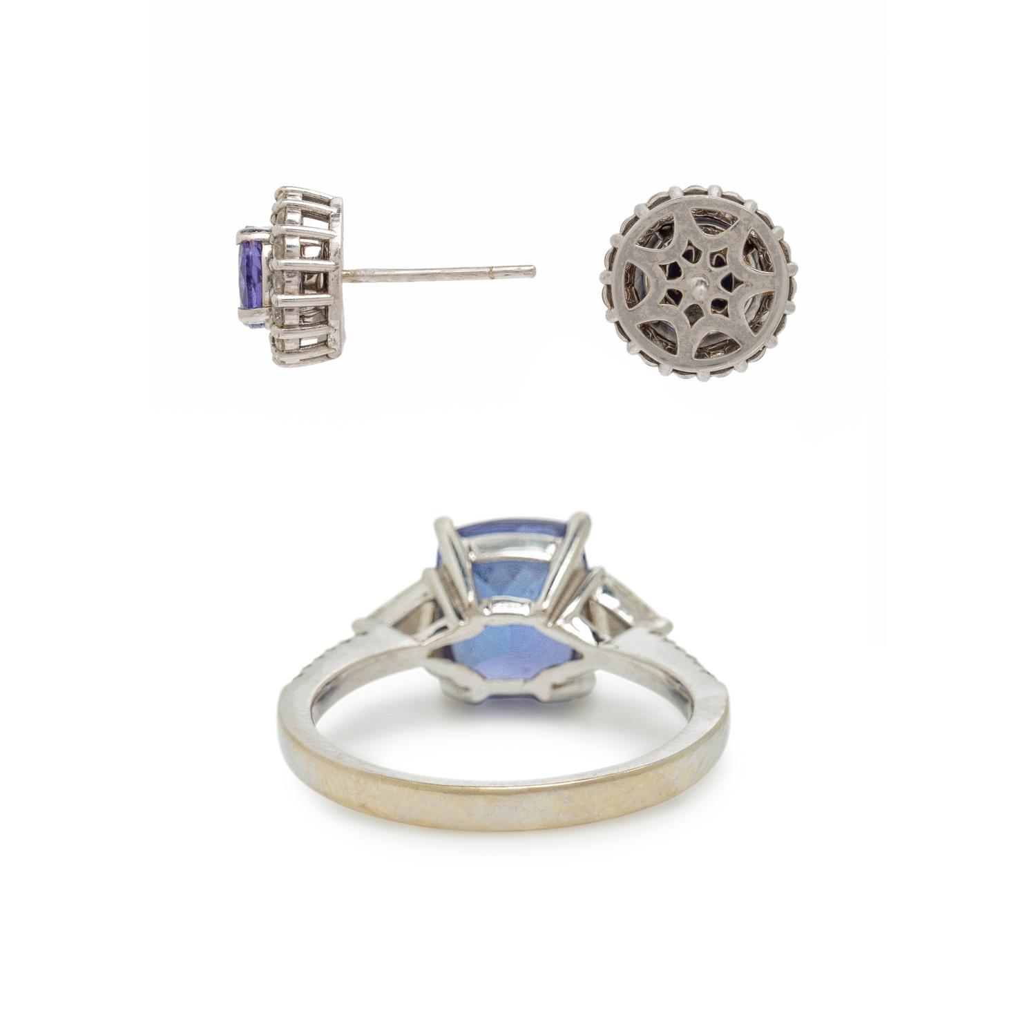 Tanzanite and Diamond Ring and Earrings