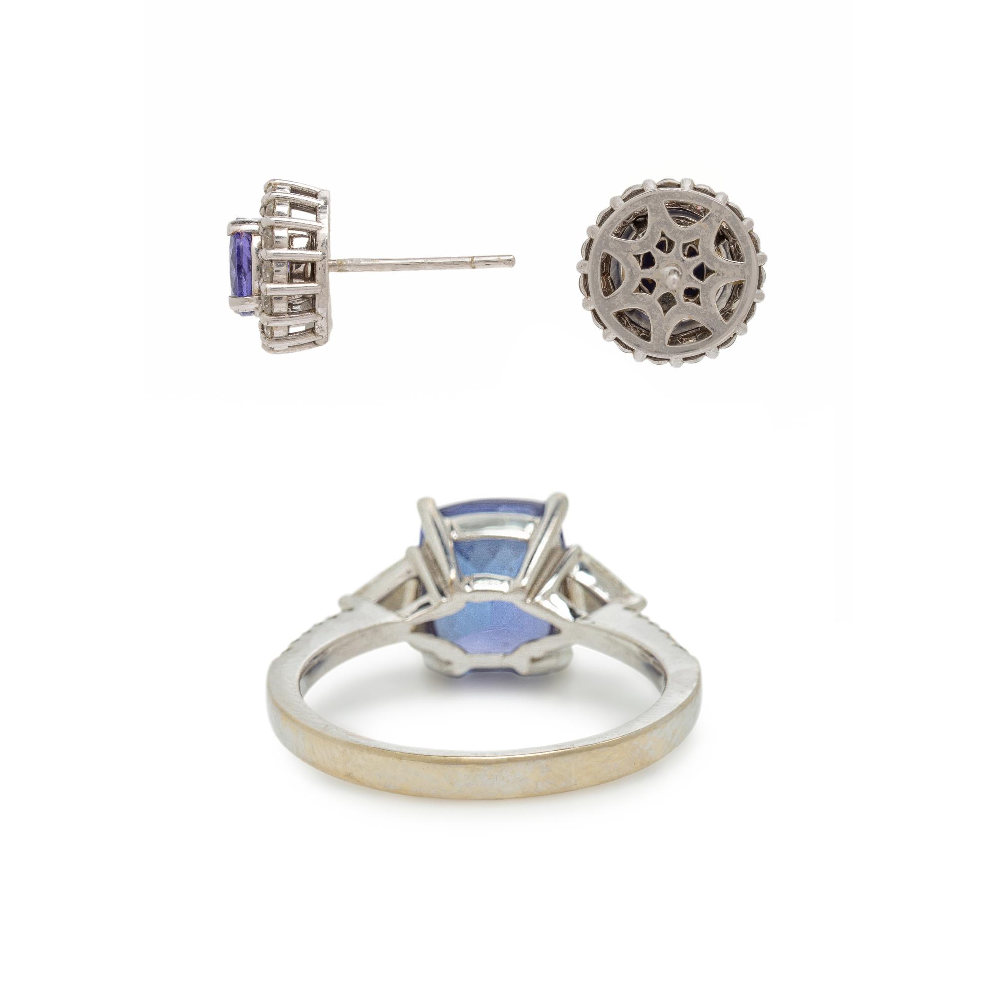 Tanzanite and Diamond Ring and Earrings
