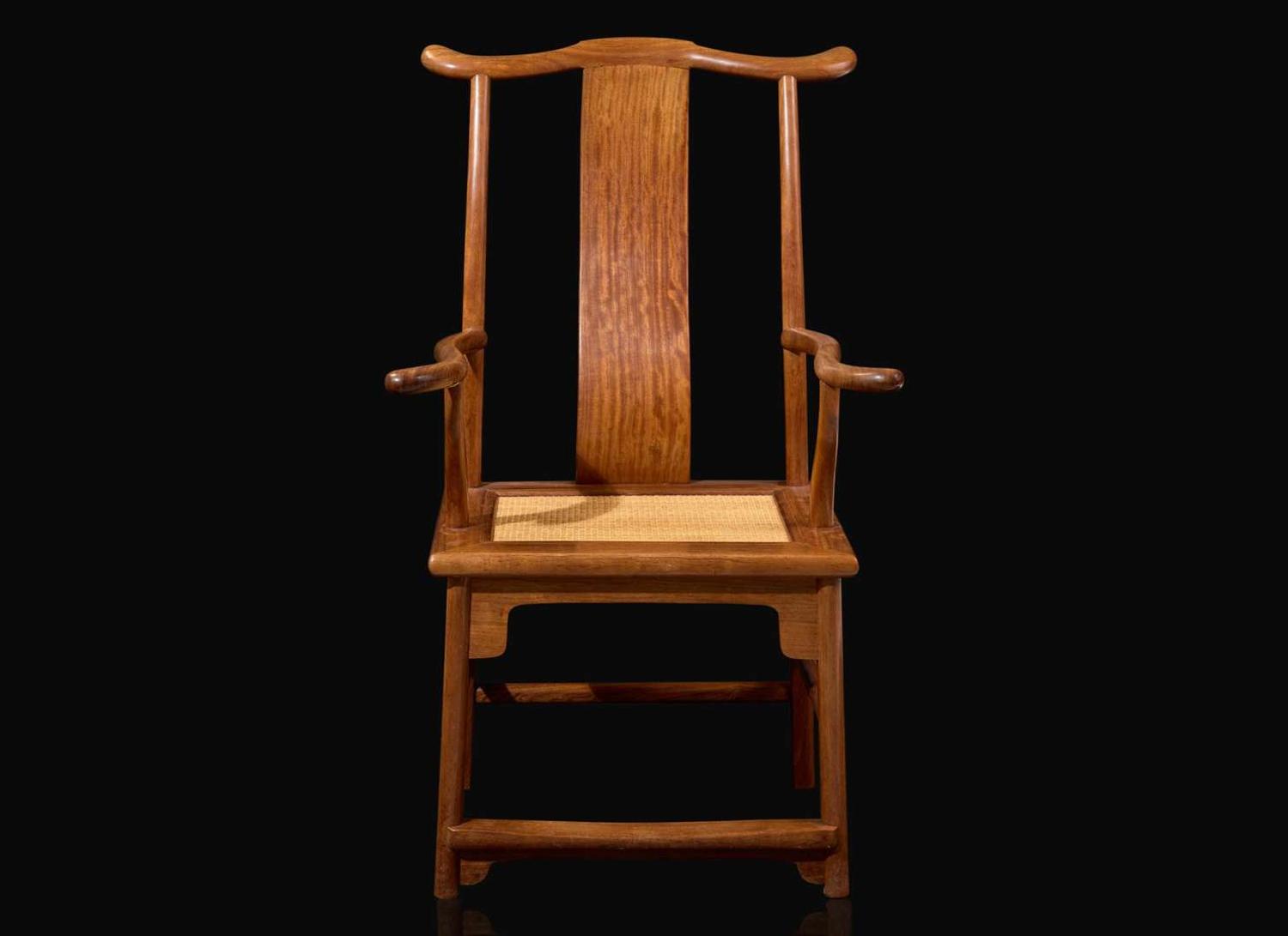 A Chinese hardwood "Official's Hat" Armchair, Guanmaoyi, 20th century 黃花梨扶手官帽椅 二十世紀