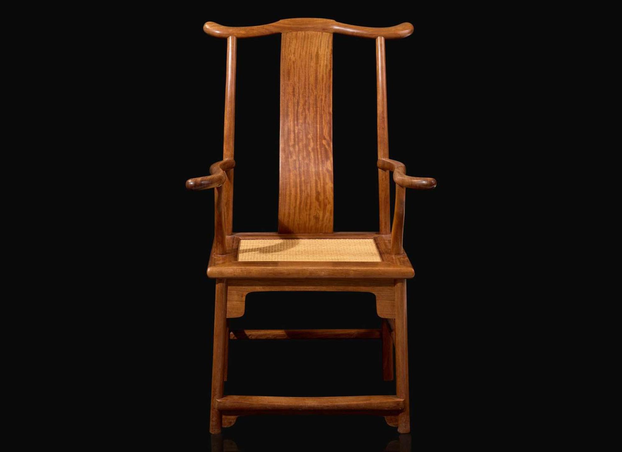 A Chinese hardwood "Official's Hat" Armchair, Guanmaoyi, 20th century 黃花梨扶手官帽椅 二十世紀