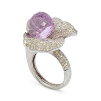 MORGANITE AND DIAMOND FLOWER RING