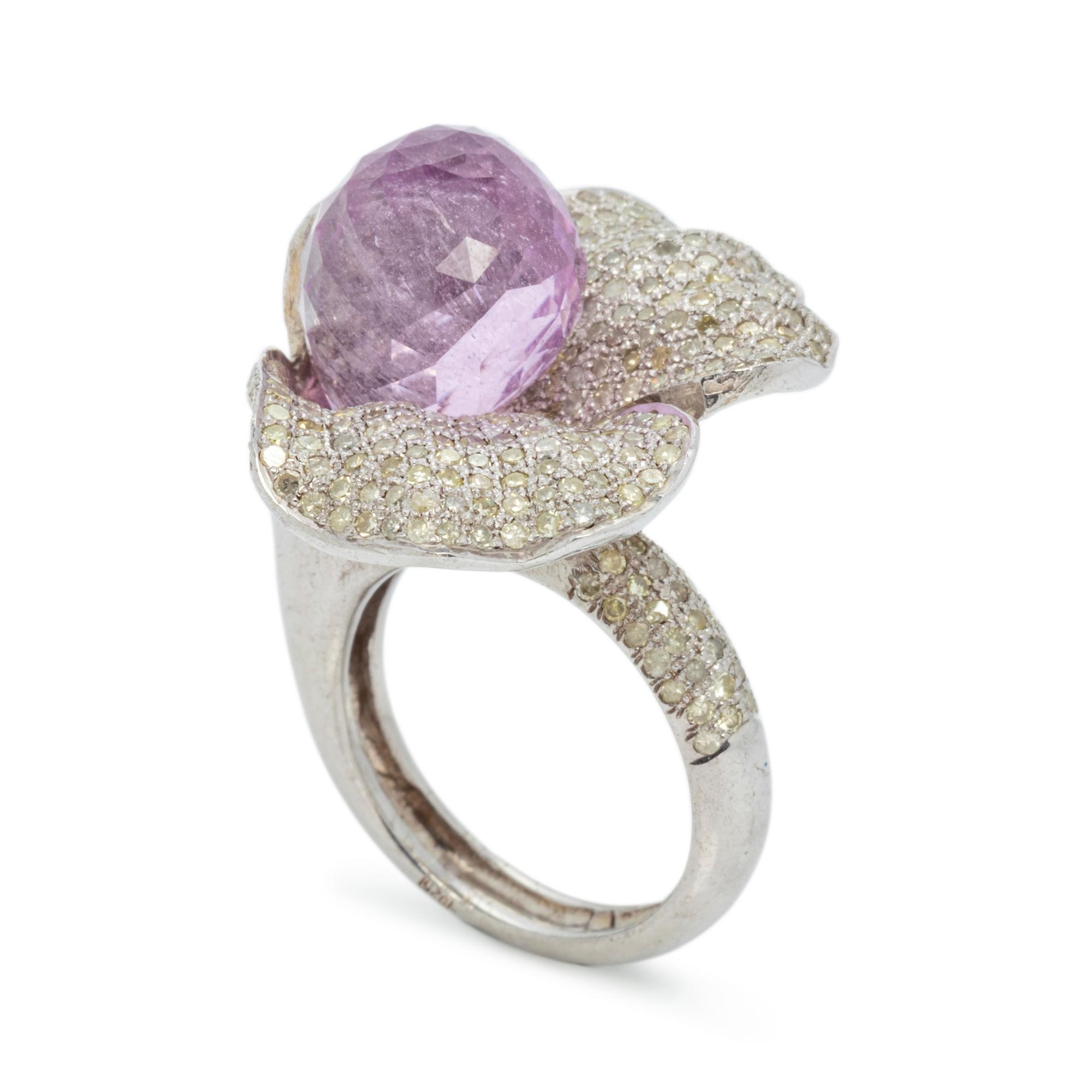 MORGANITE AND DIAMOND FLOWER RING