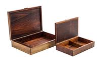 Two Danish Rosewood and Silver Boxes, Hans Hansen Length of longest 8 3/4 inches.