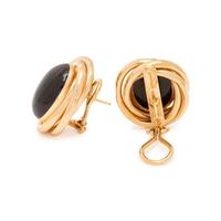 YELLOW GOLD AND ONYX EARCLIPS