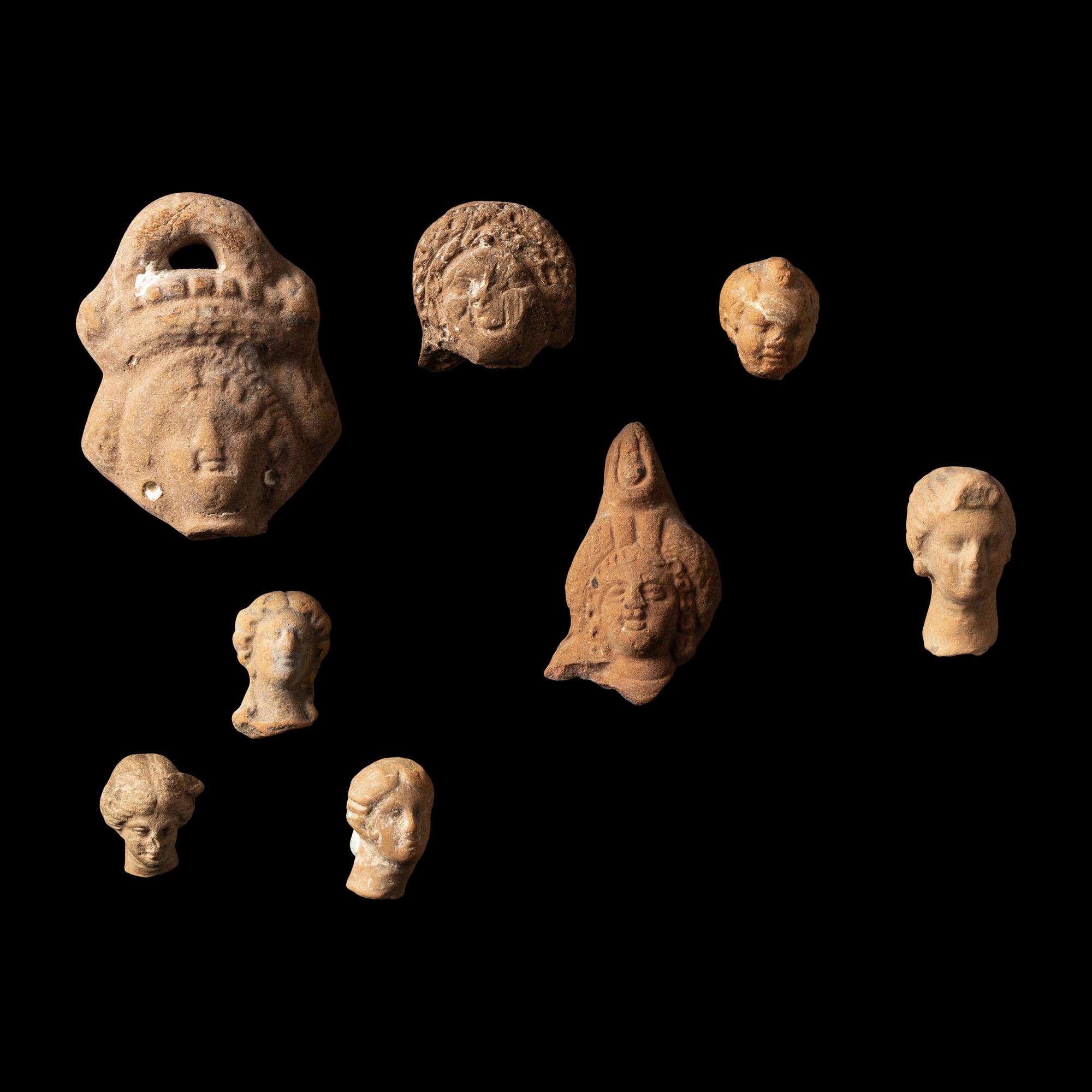 Eight Hellenistic and Romano-Egyptian Terracotta Heads