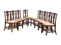 Eight George III Style Walnut Dining Chairs