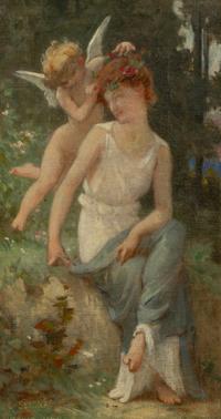 Cupid Adorning a Young Woman (a sketch)