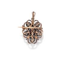 SILVER-TOPPED GOLD AND DIAMOND PENDANT/BROOCH