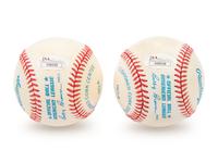 A Collection of Two Ted Williams / Bob Feller Dual Signed Autograph Baseballs (JSA Letters)