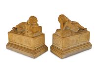 A Pair of Marble Models of Sleeping Cherubs on Plinths