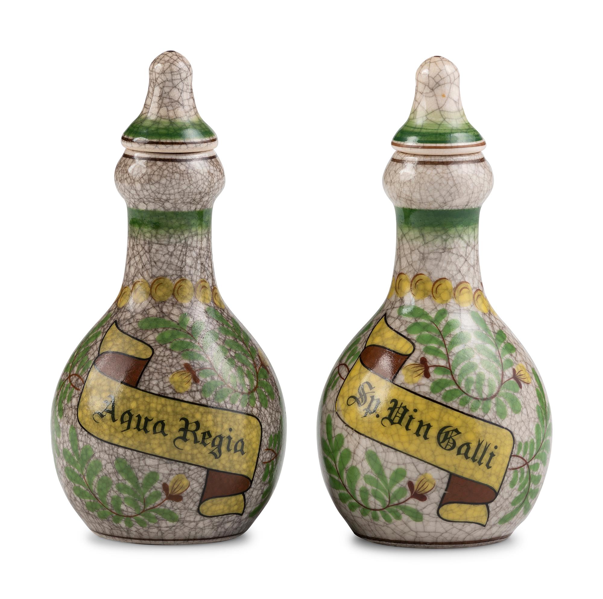 Two Earthenware Apothecary Bottles