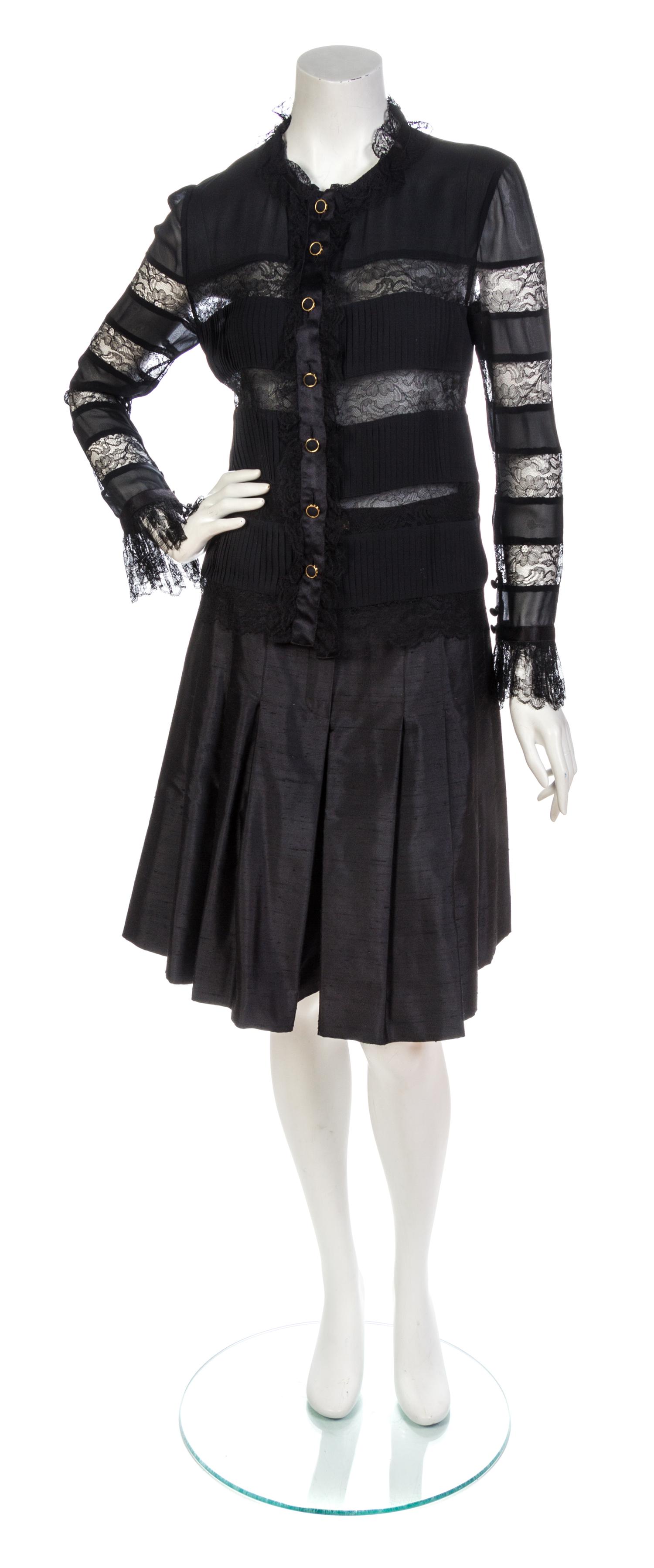 A Group of Chanel Black Silk Separates,