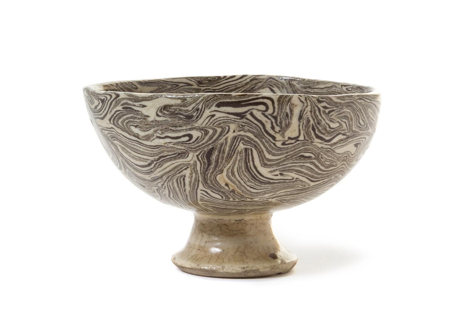 A Marbled Pottery Stem Bowl — 20TH CENTURY