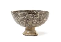 A Marbled Pottery Stem Bowl — 20TH CENTURY