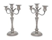 A Pair of American Silver Three-Light Candelabra