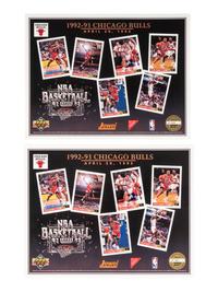 A Group of Michael Jordan Last Material Including An Unused Upper Deck Life Life Size Stand Up Display and a 1994 Rare Air Factory Sealed Basketball Card Set,