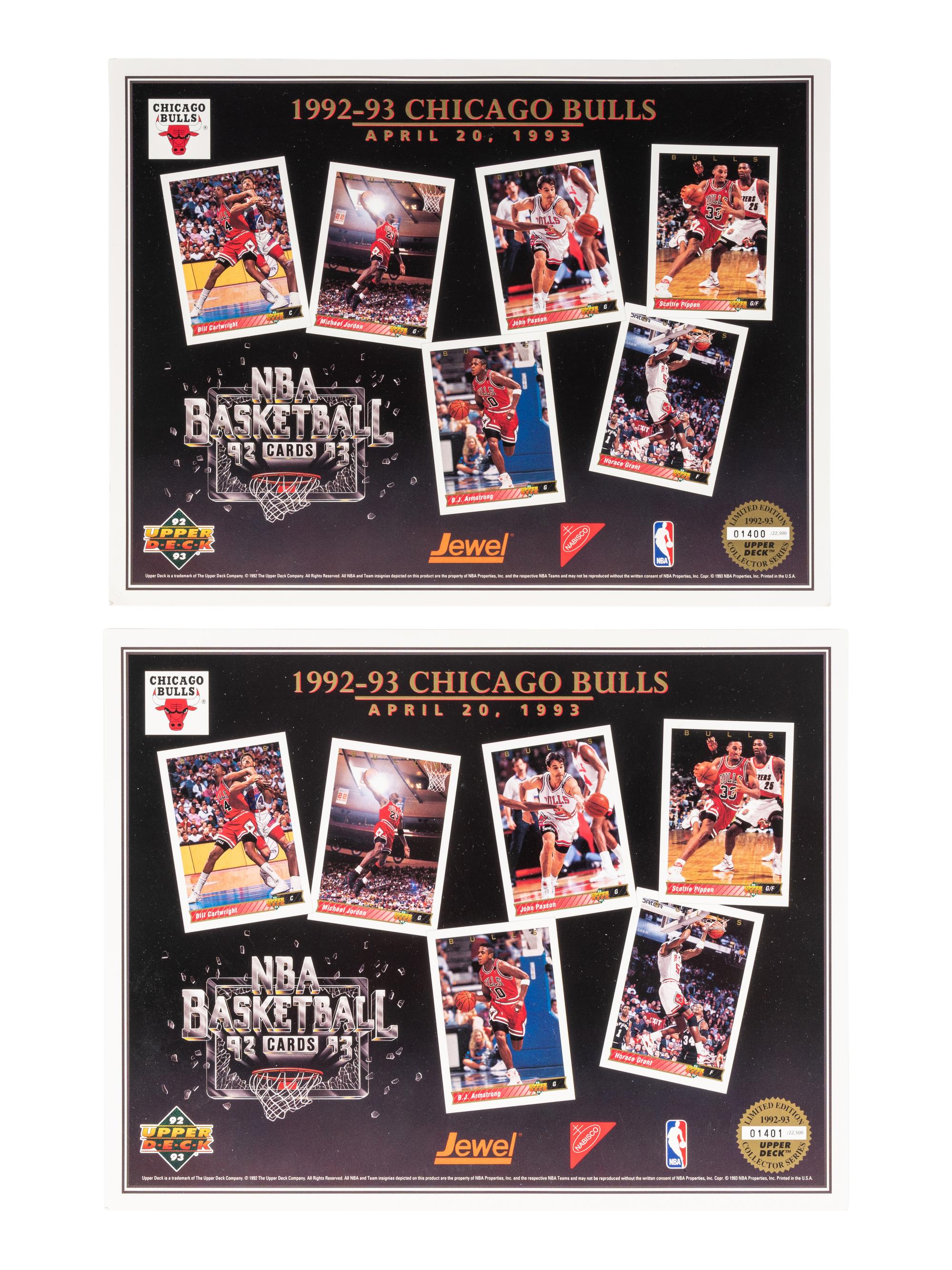 A Group of Michael Jordan Last Material Including An Unused Upper Deck Life Life Size Stand Up Display and a 1994 Rare Air Factory Sealed Basketball Card Set,