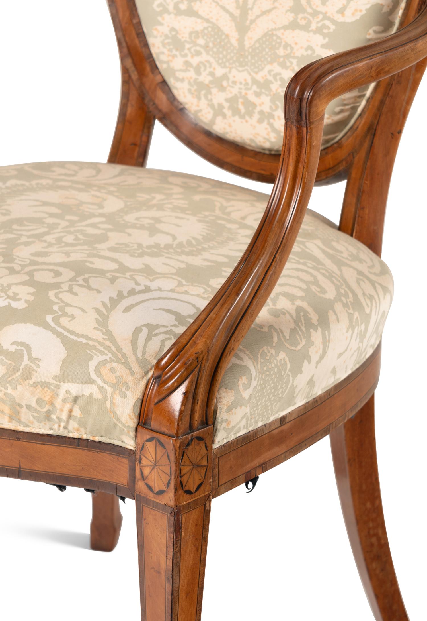 A George III Satinwood and Marquetry Open Armchair