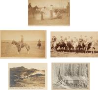 [Western Americana]. A group of 6 photographs of ranch scenes, cowboys and Native Americans, incl. images by Kirkland.