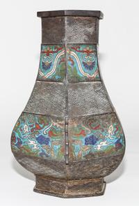 A Japanese Champleve Vase Height 12 3/4 inches.