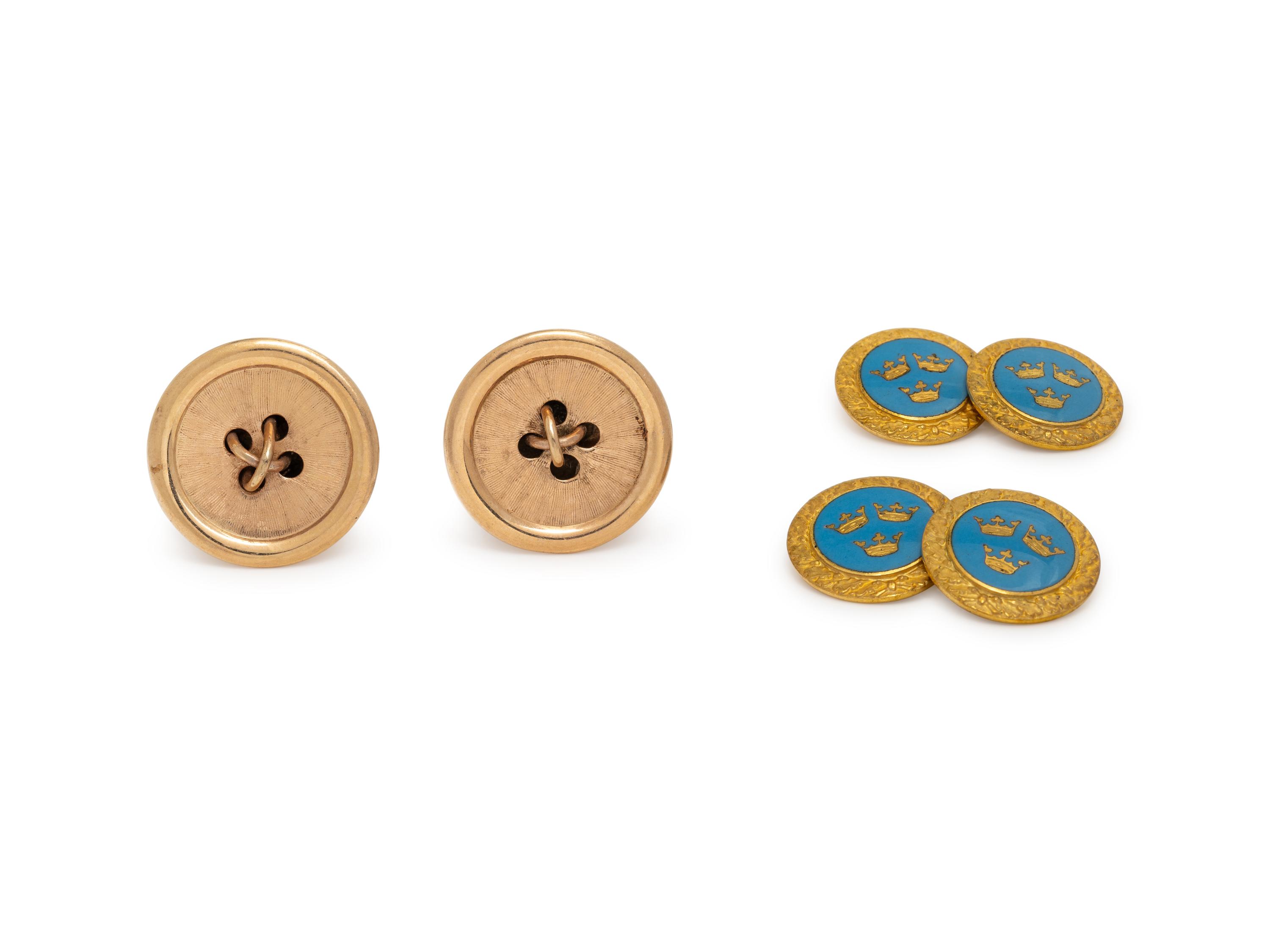 TWO PAIRS OF YELLOW GOLD CUFFLINKS