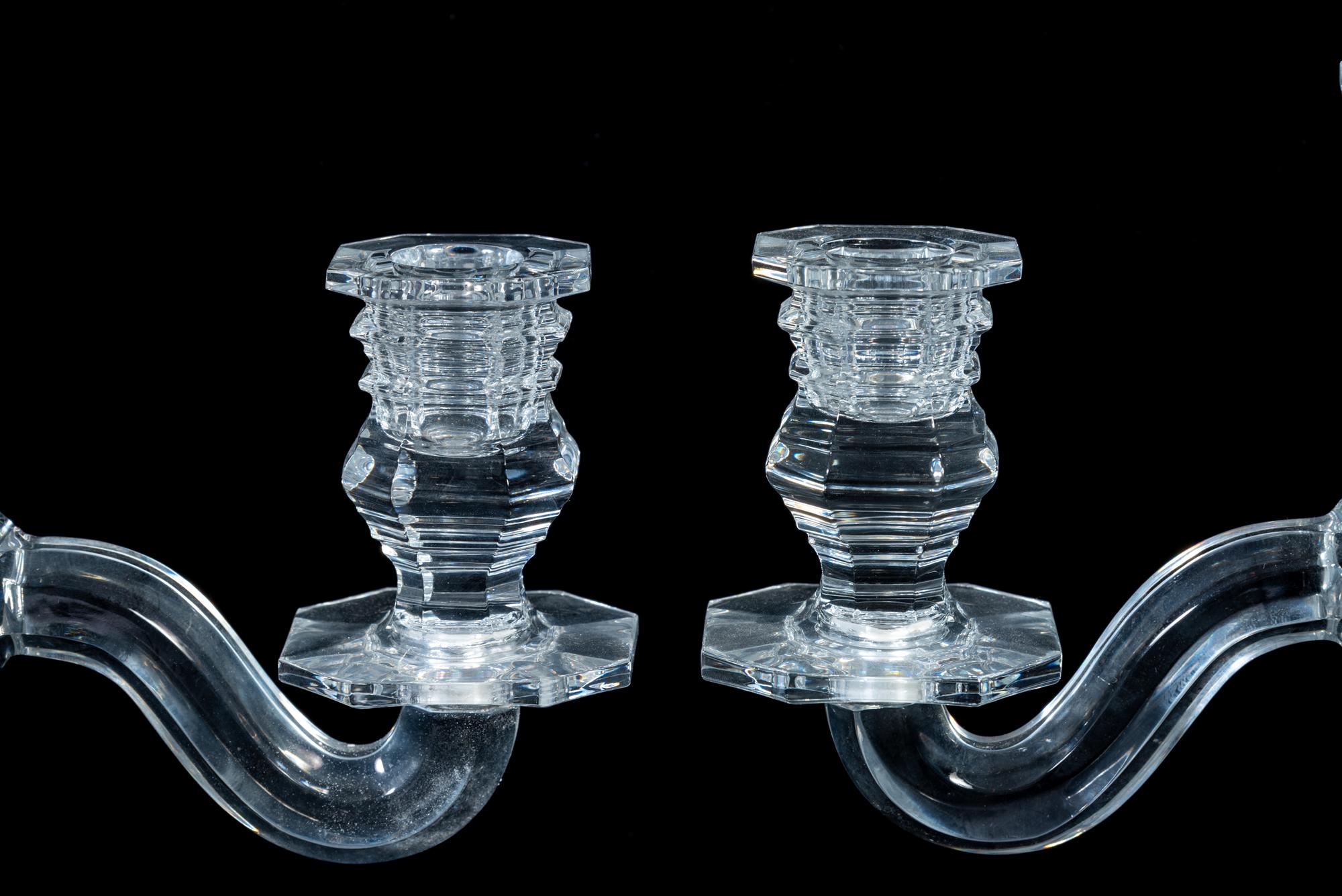 A Pair of Baccarat Three-Light Candelabra