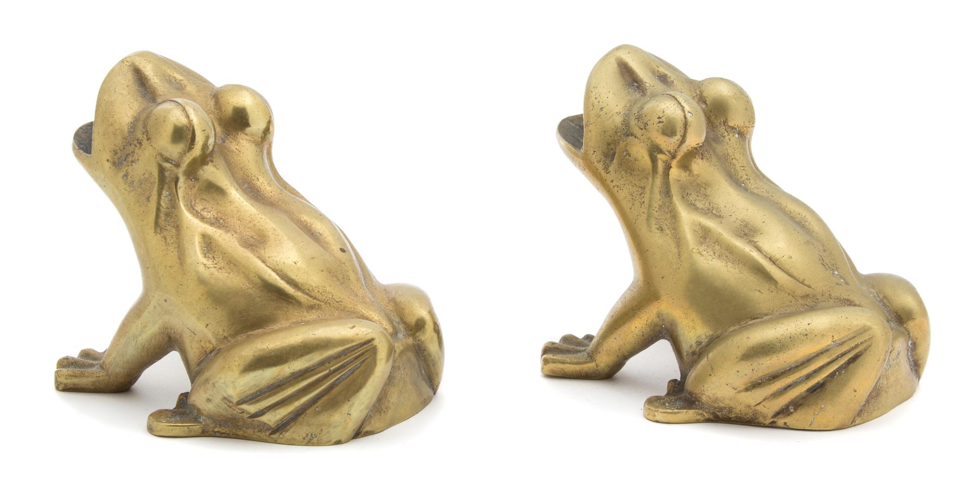 Two Brass Frogs Height of taller 4 1/2 inches. — 20TH CENTURY