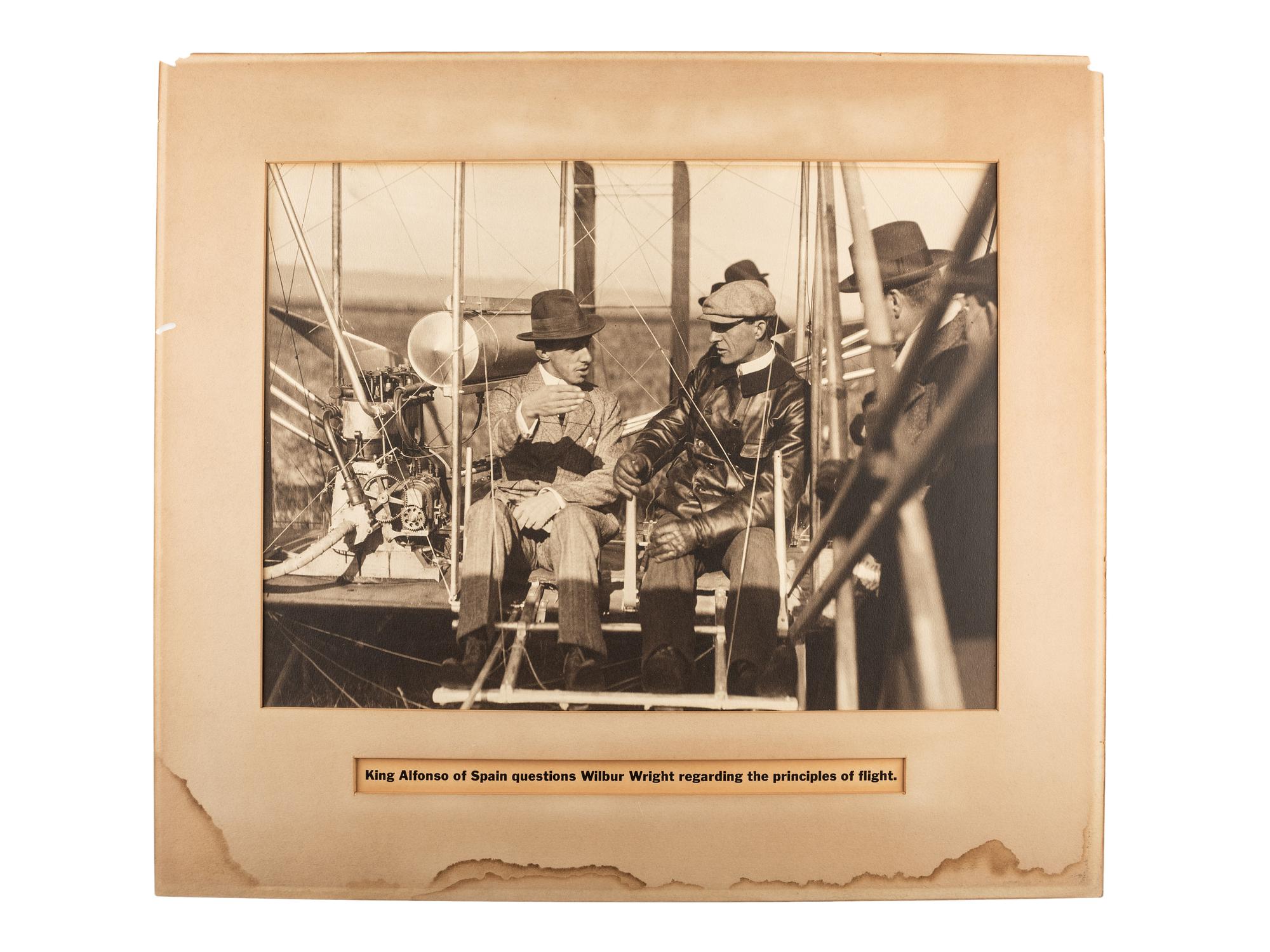 [AVIATION] -- [WRIGHT BROTHERS]. A group of 2 photographs, incl. views of Wilbur Wright and a Wright airplane, 1909.