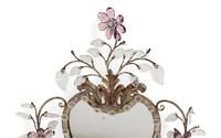A Pair of Silvered Metal and Glass Three-Light Girandole Mirrors in the Style of Maison Baguès