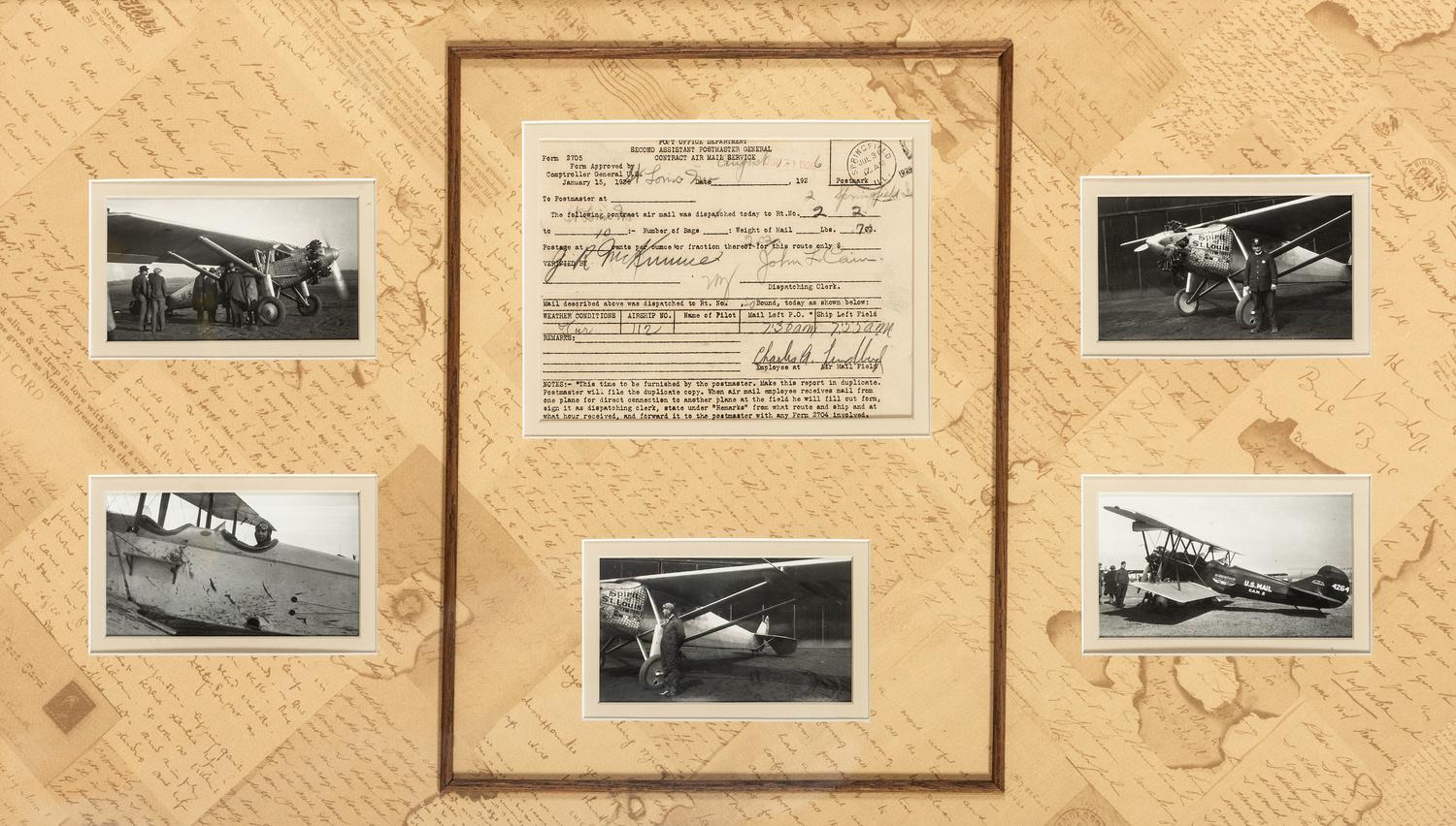 LINDBERGH, Charles A. (1902-1974). Airmail receipt from the Springfield Air Mail Service signed ("Charles A. Lindbergh"). Springfield, IL, August 1926.