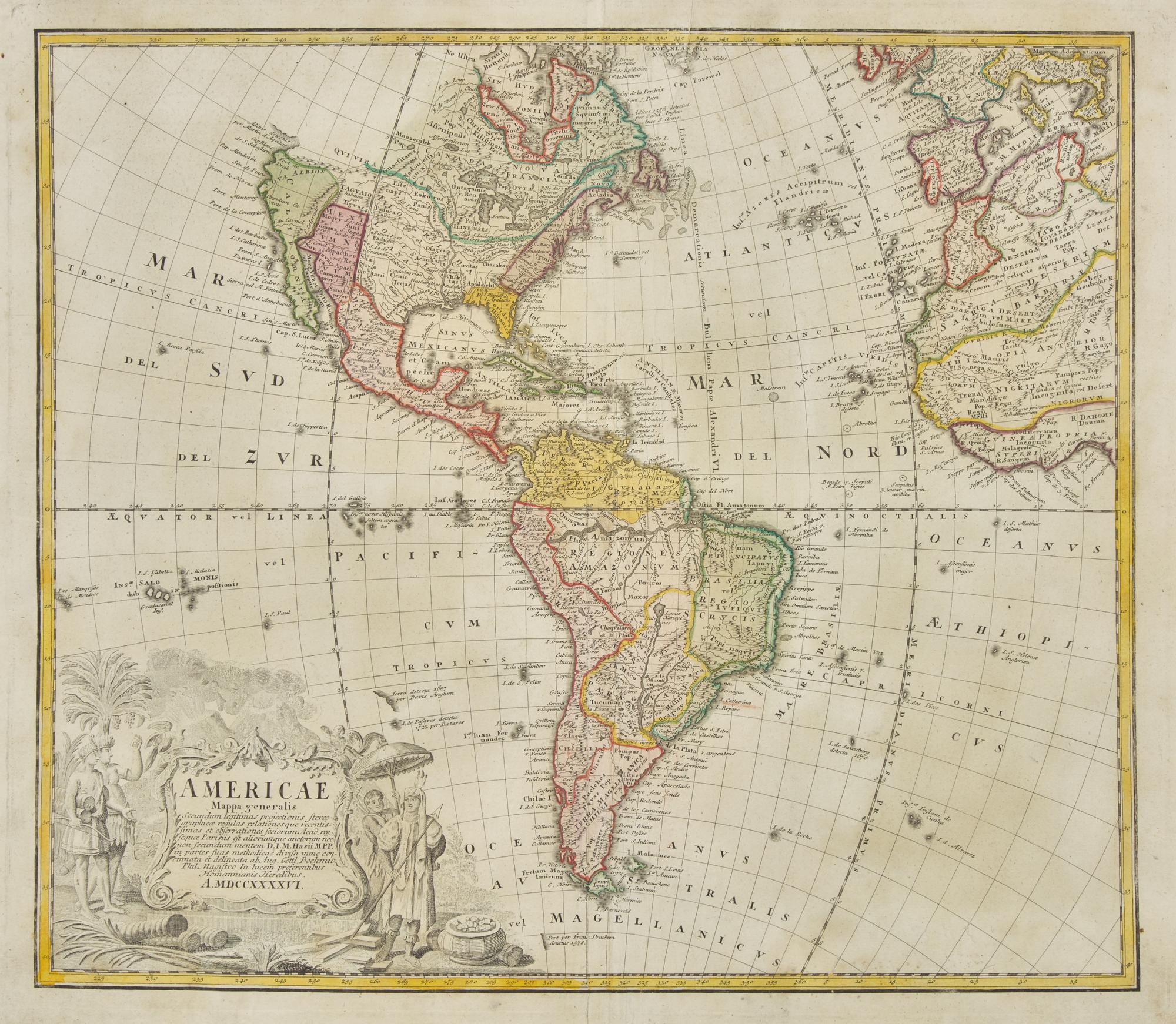 [Maps & Atlases] Americae Mappa generalis Secundum legimitas projectionis Stereiographiae regulas