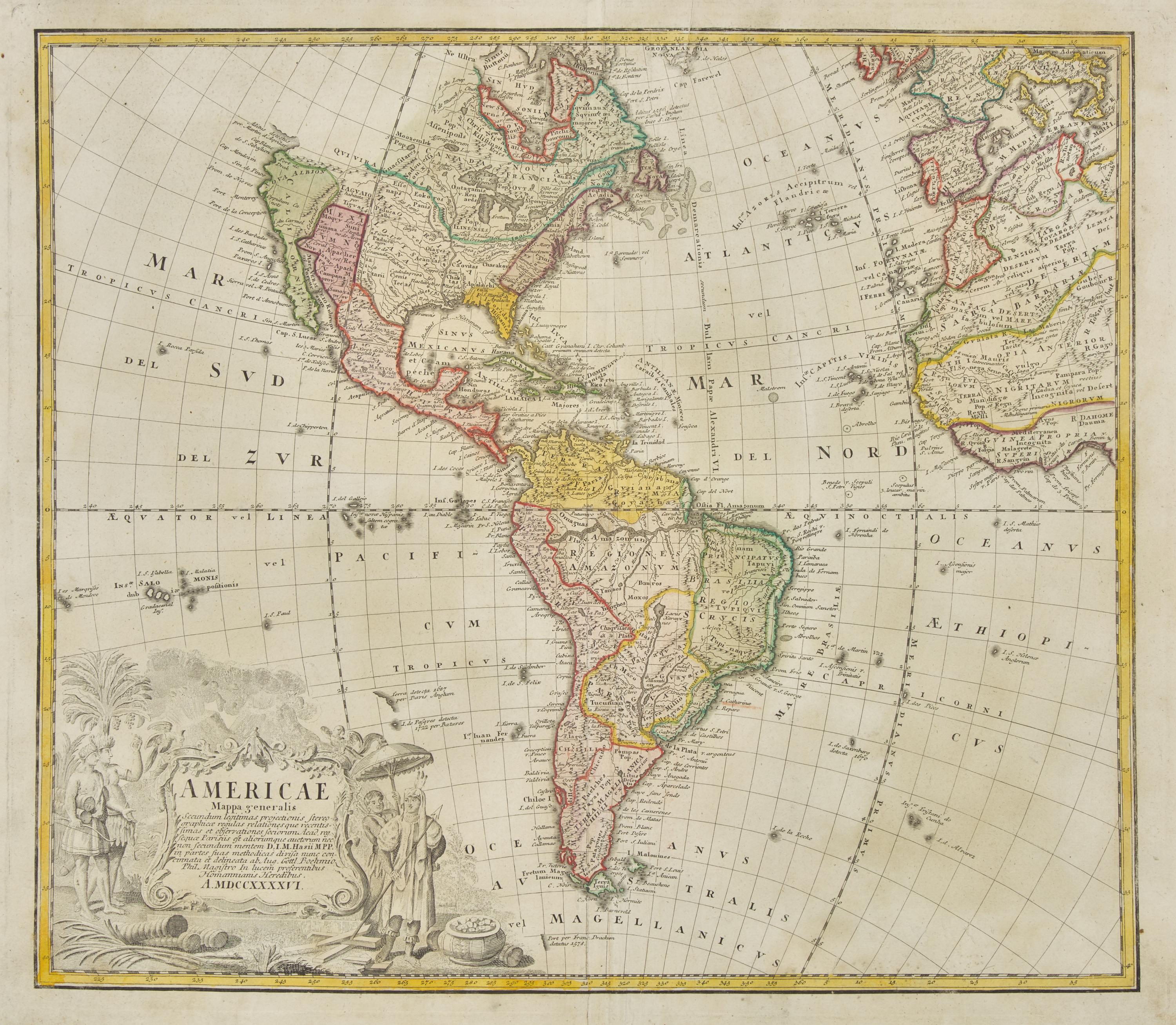 [Maps & Atlases] Americae Mappa generalis Secundum legimitas projectionis Stereiographiae regulas