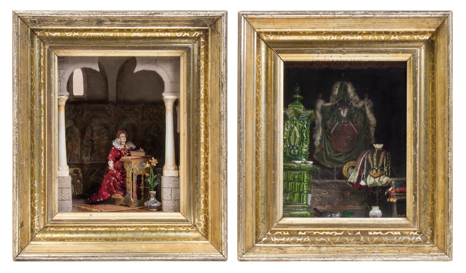 Two Miniature Room Boxes Height 14 inches. — JEFFREY G. GUENO AND FRANK L. HANLEY