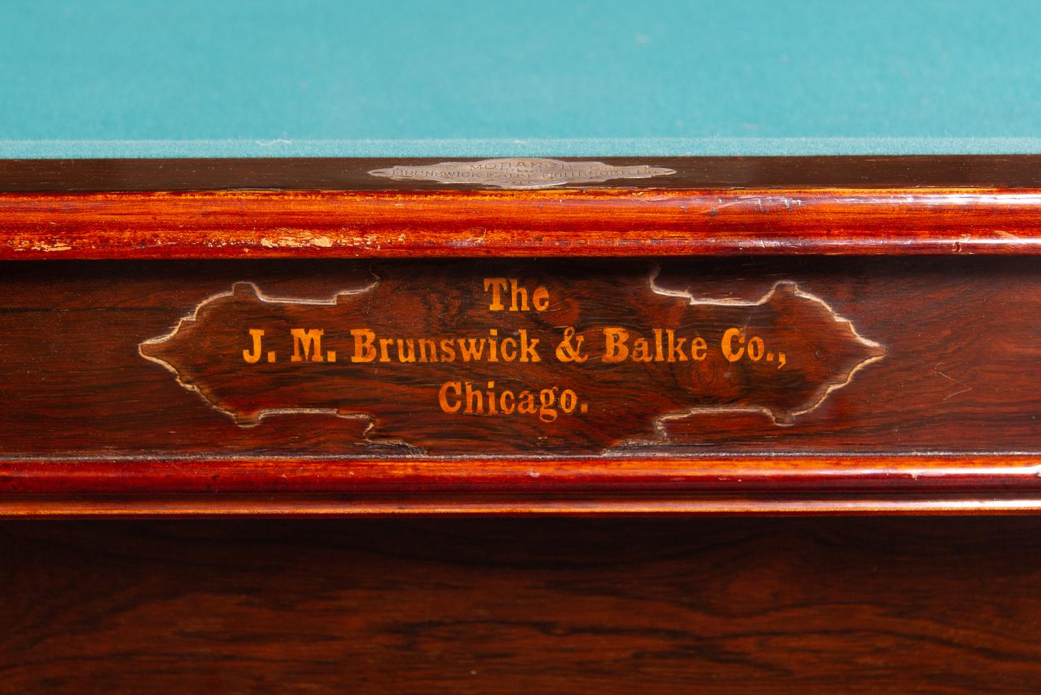 A Brunswick-Balke Inlaid Rosewood Billiards Table