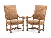 A Pair of Louis XIV Giltwood Armchairs