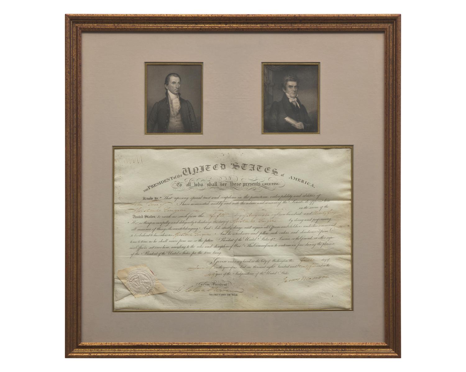 [Presidential] Monroe, James. Partially-Printed Document, signed