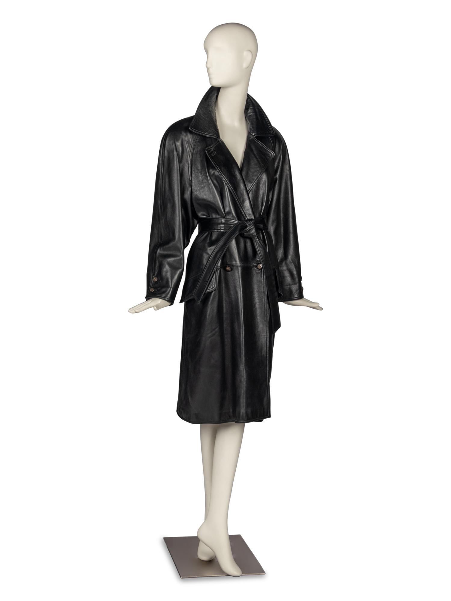 Gucci Belted Leather Coat, 1980s