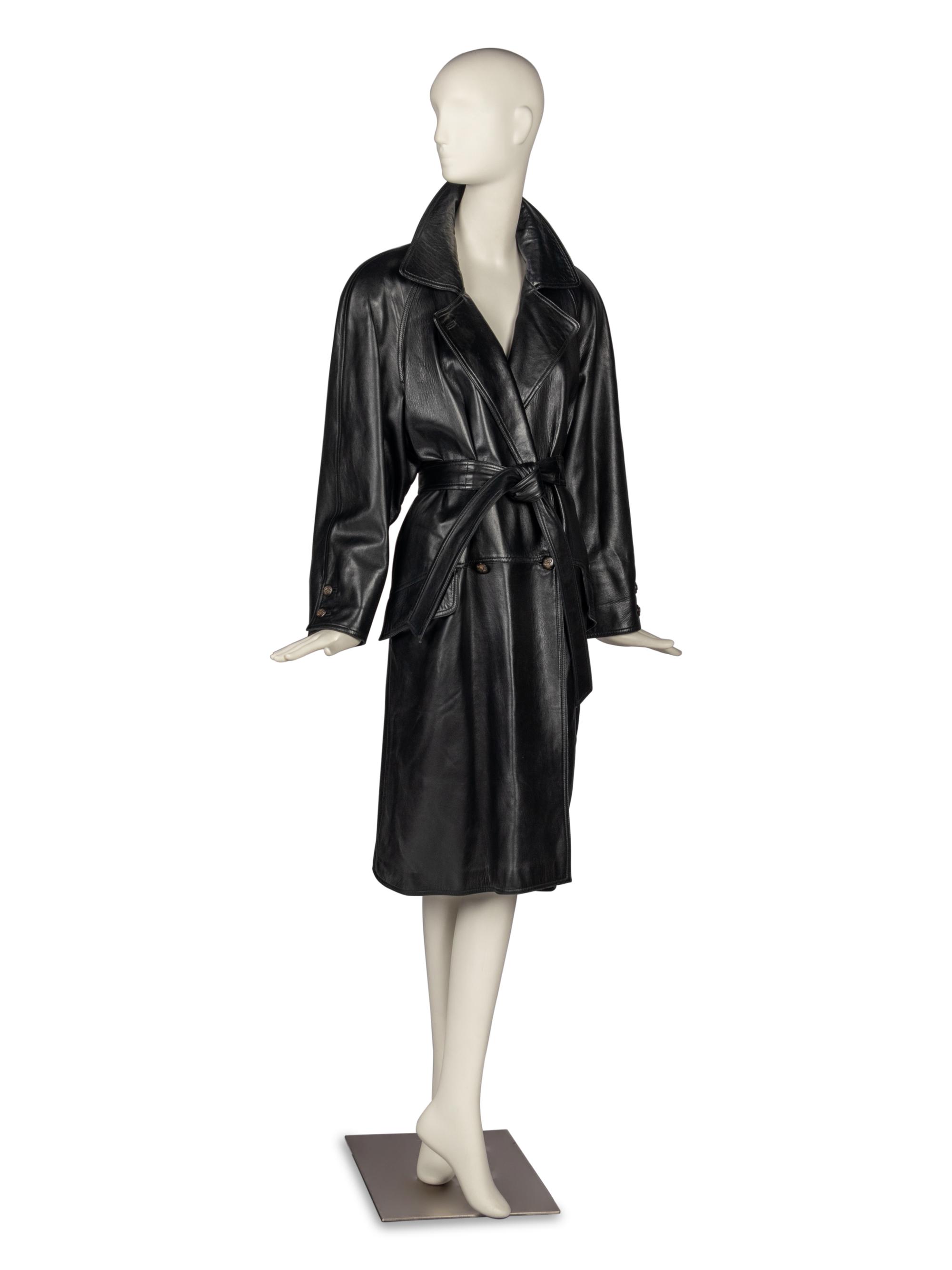 Gucci Belted Leather Coat, 1980s