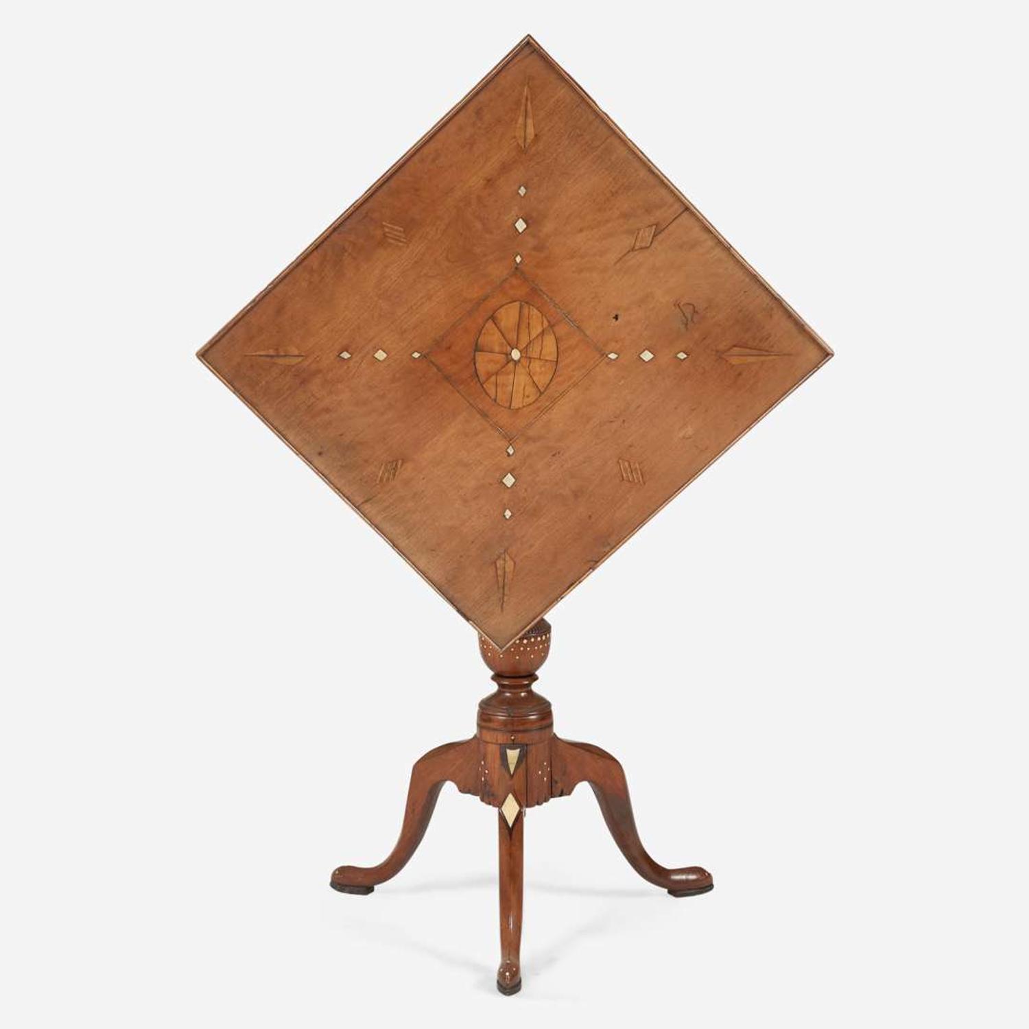 A Federal or George III inlaid mahogany and fruitwood tilt-top candlestand late 18th / early 19th century