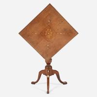 A Federal or George III inlaid mahogany and fruitwood tilt-top candlestand late 18th / early 19th century