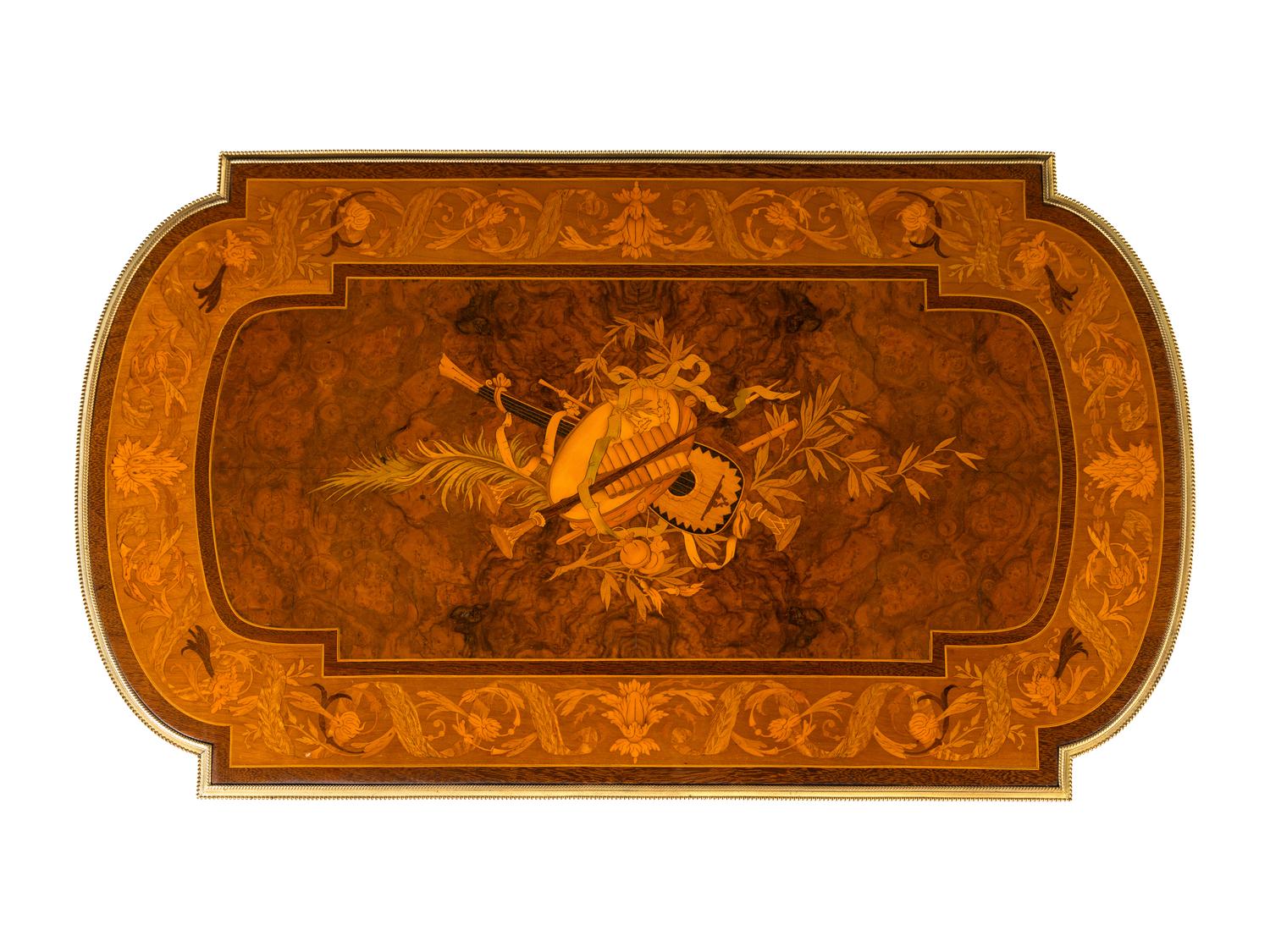 A Louis XVI Style Gilt Bronze Mounted Marquetry Dressing Table
