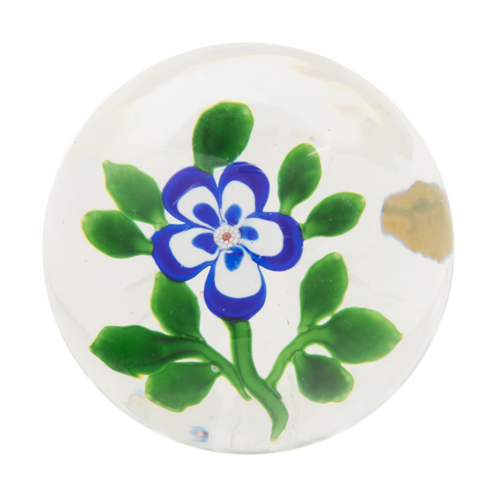 A Baccarat Blue and White Primrose Paperweight