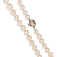 CULTURED AKOYA PEARL NECKLACE WITH DIAMOND CLASP