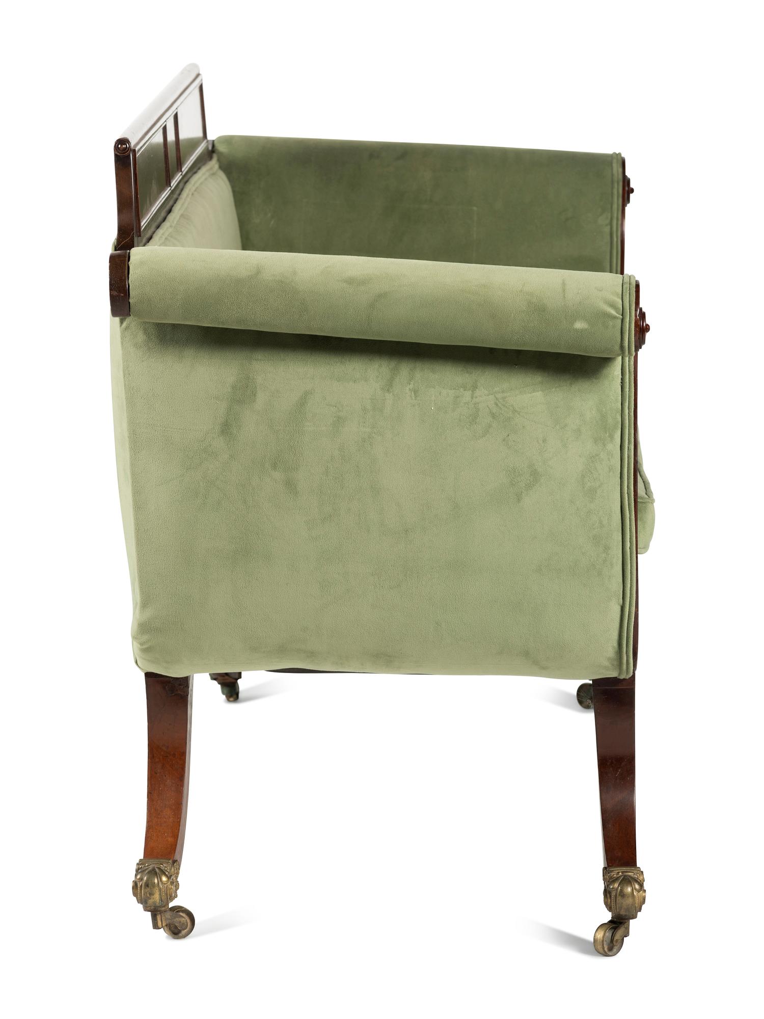 A Classical Velvet Upholstered Mahogany Sofa