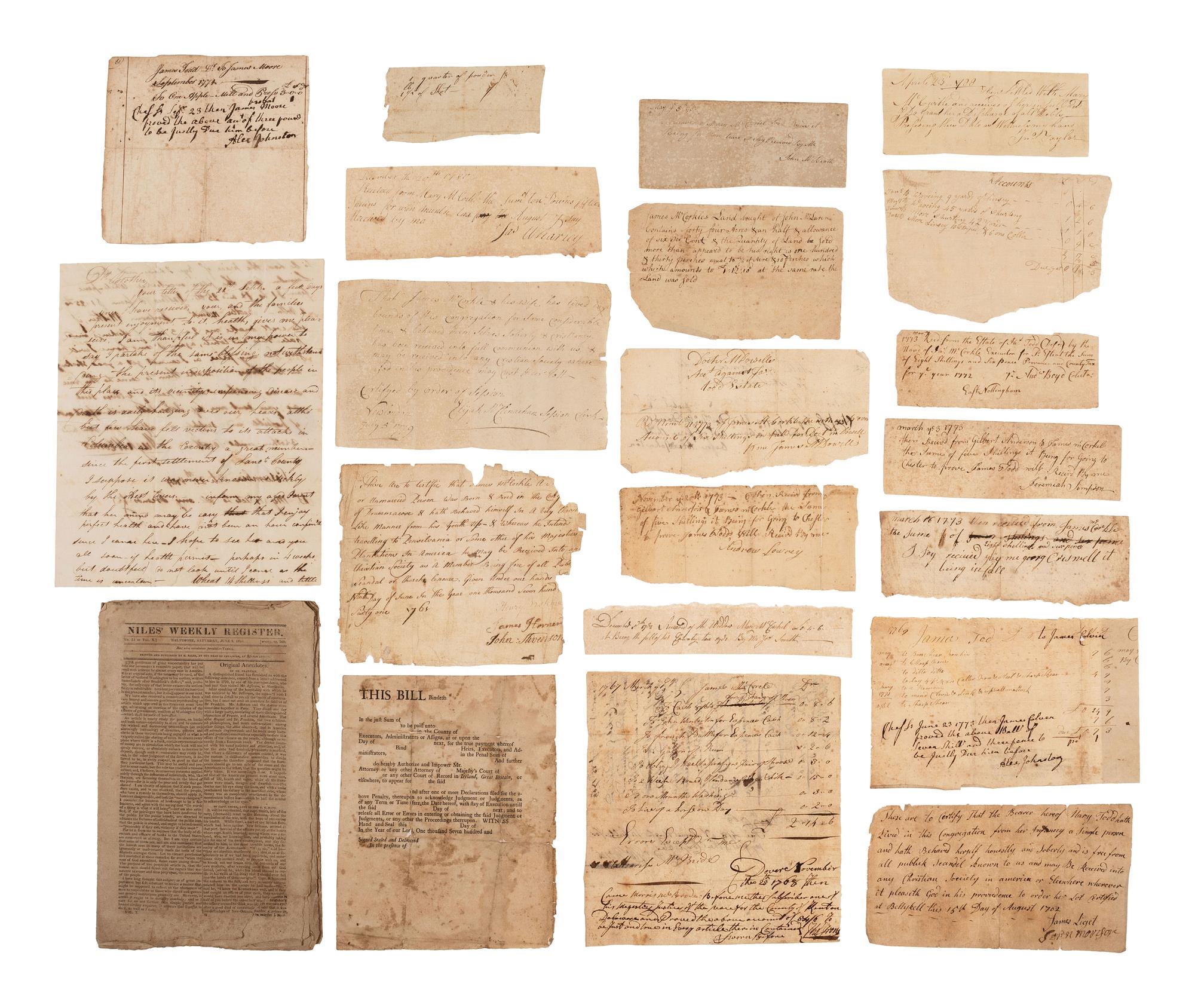 [WHISKEY REBELLION]. Letter from Pennsylvania militiaman William McCorkle describing "insurgents" in western Pennsylvania. "Headquarters Carlisle [PA]. November 12 1794."