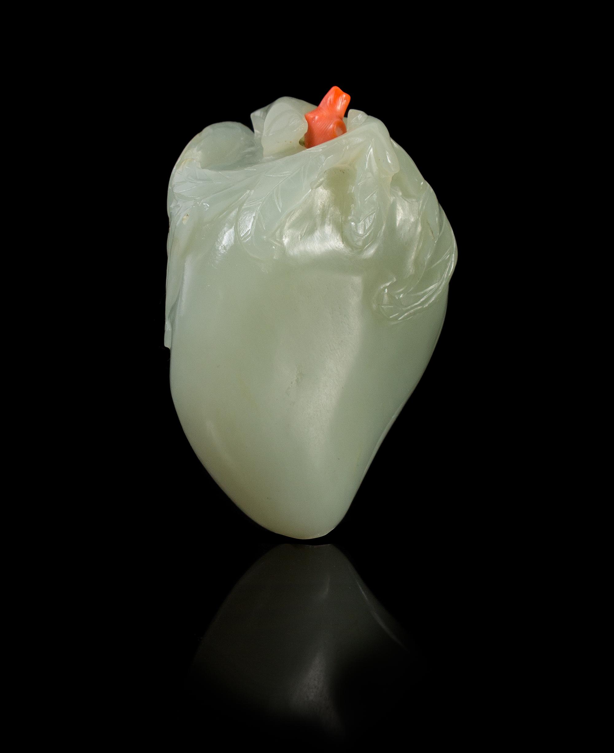 A Chinese Jade Snuff Bottle 18TH/19TH CENTURY Height 2 3/8 x width 1 3/4 inches. — 18TH/19TH CENTURY